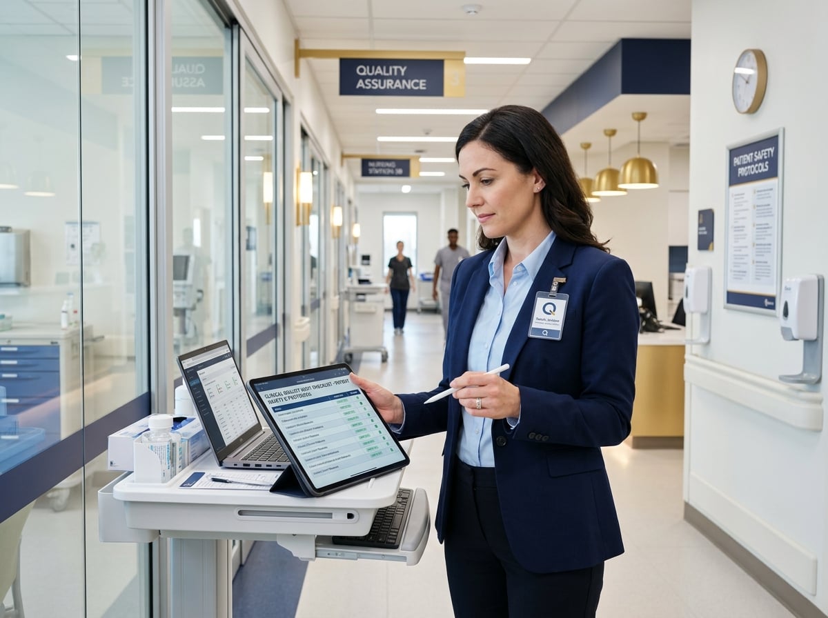 Quality officer reviewing a compliance checklist